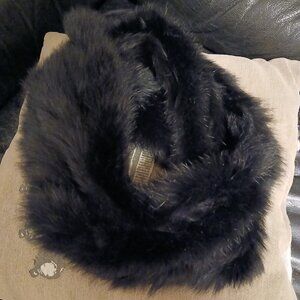 Badgley Mischka Infinity Scarf | Rabbit Fur | Black